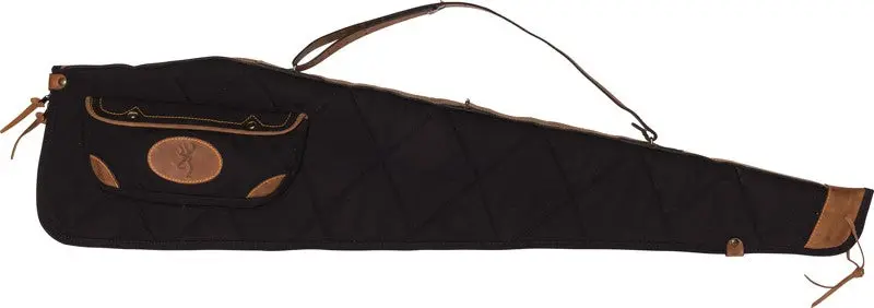 Browning Lona Canvas Scoped Gun Case – 48 Inches, Black with Brown Trim